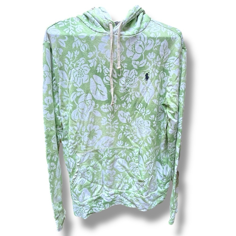 Polo Ralph Lauren Mens Floral Spa Terry Hoodie Green White Size L